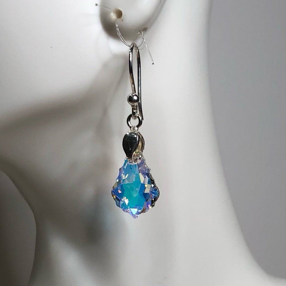 Iridescent Teardrop Earrings Peruvian Silver 950 - Picture 2 of 5